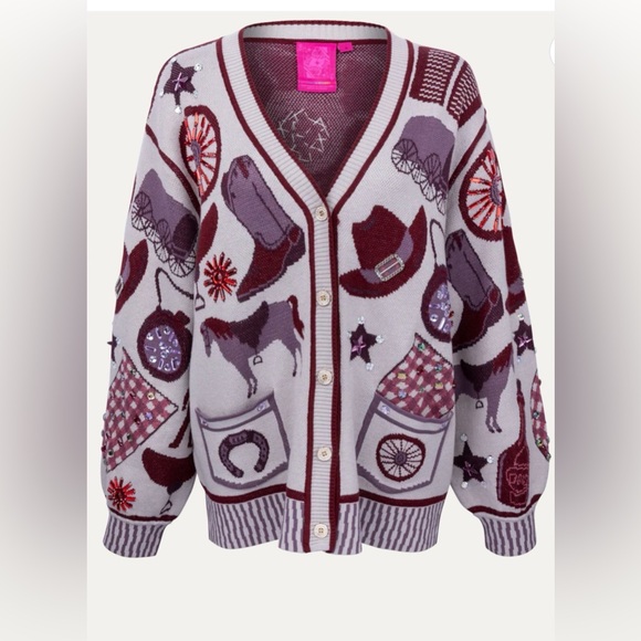 Queen of sparkles NWOT Western icon Cardigan small - Picture 10 of 11